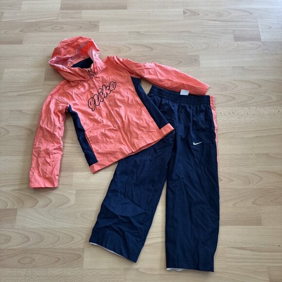 Rare VTG NIKE Spell Out Color Block Jacket Pants Track Suit Outfit 2000s Size 6